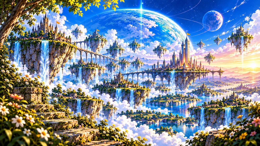 Floating islands and waterfalls in Ameeba World
